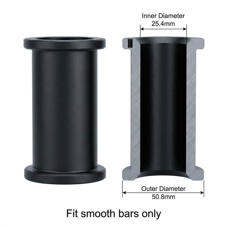 QWORK Adapter Sleeves 1" to 2" – 8" Length, 2 Pairs, 600 lbs Load, Locking Bolt & Caps for Racks, Bars & Plates