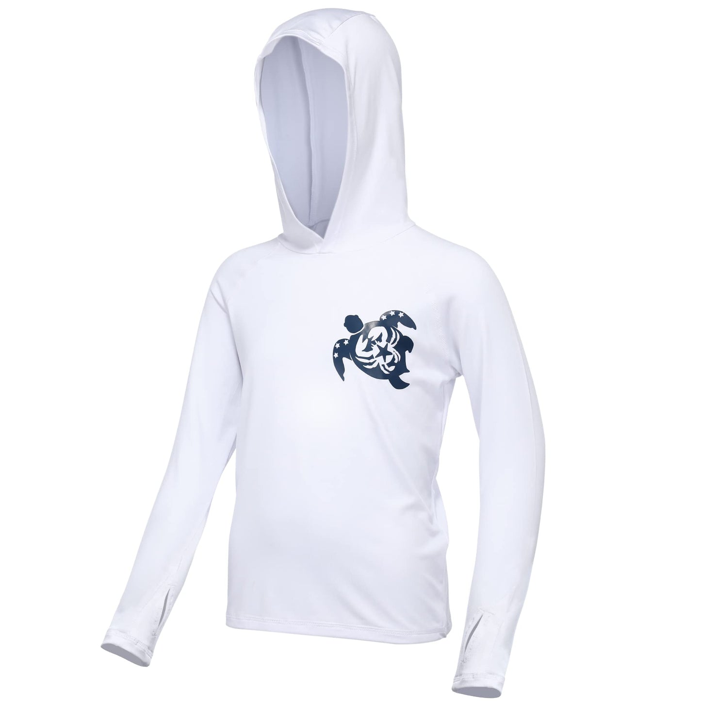 DRONIRING Boys Rash Guard Swim Hoodie, UPF 50+ UV Sun Protection Long Sleeve Fishing Shirt, Kids Youth SPF Water Shirts