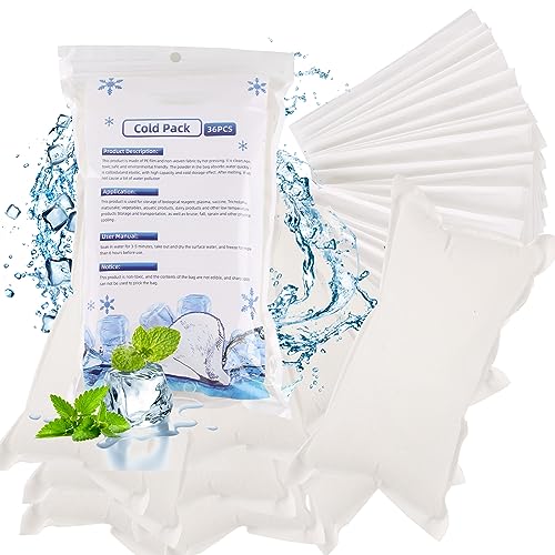 36pc Dry Ice Packs Shipping Cold Packs for Frozen Food, 7.3in×4.33in Bulk Dry Ice Sheets for Coolers Reusable, Cold Shipping Packaging Keep Foods Drinks Cold