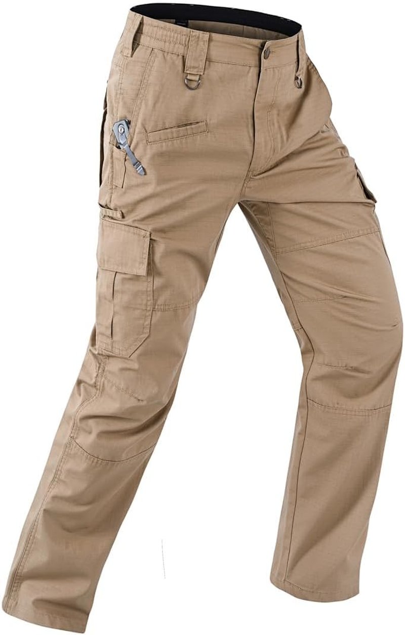 Men's Tactical Cargo Pants - Water Resistant, Breathable, Elastic Waist | 8 Pockets for Outdoor Use