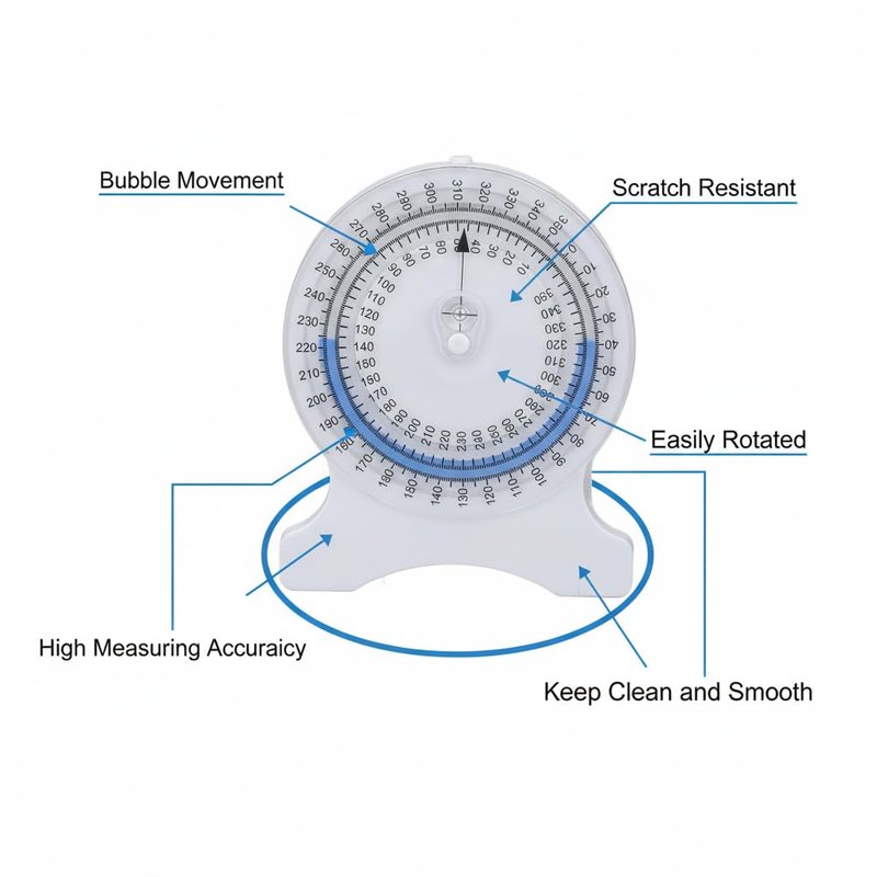 Inclinometer Gauge for Physical with Non Leak Bubble Accurate Measurements 0-360 Degrees Range of Motion Tool for Neck Shoulder Back Joint Mobility Assessment
