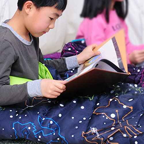 AceCamp Kids' Glow-in-The-Dark Sleeping Bag - Portable, Water-Resistant, Temp Rating 30F/ -1, for Camping, Hiking, Slumber Party (Youth)