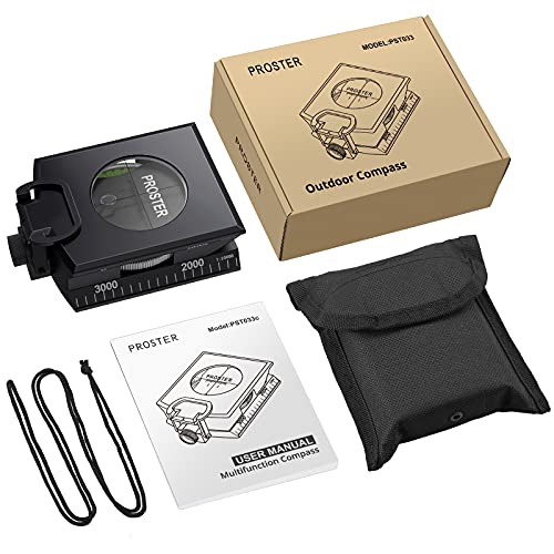 Proster IP65 Hiking Compass, Compass Survival for Geometry, Professional Military Compass with Sighting Clinometer for Camping Hunting Hiking Geology Activities