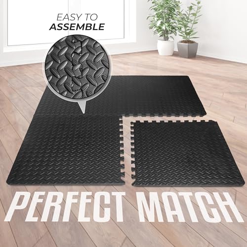 Yes4All EVA Foam Interlocking Mats - Black - 3/4" Thick, 12 Square Feet