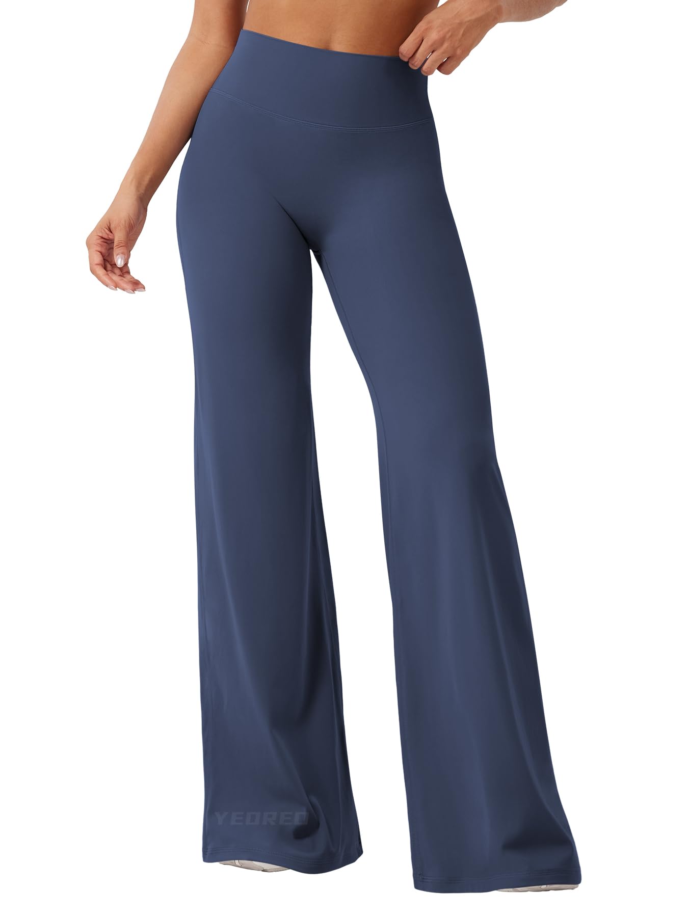 YEOREO Workout Leggings Womens No Front Seam Straight Leggings 35" High Waist Buttery Eddiy Gym Yoga Pants Navy Blue XS