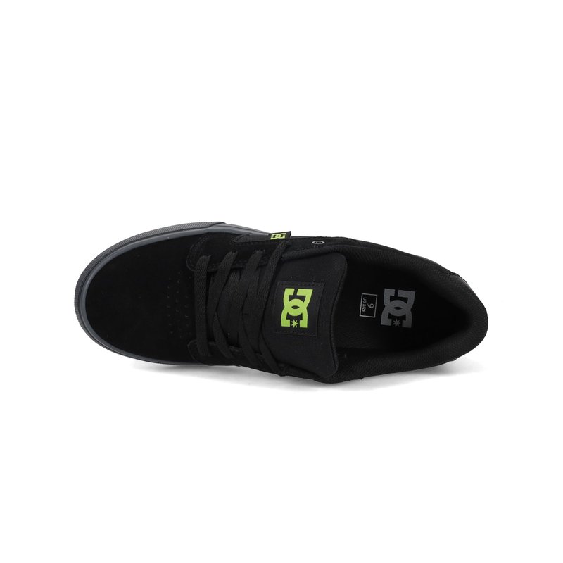 DC Men's Anvil Casual Skate Sneaker, Black/Lime, 11.5
