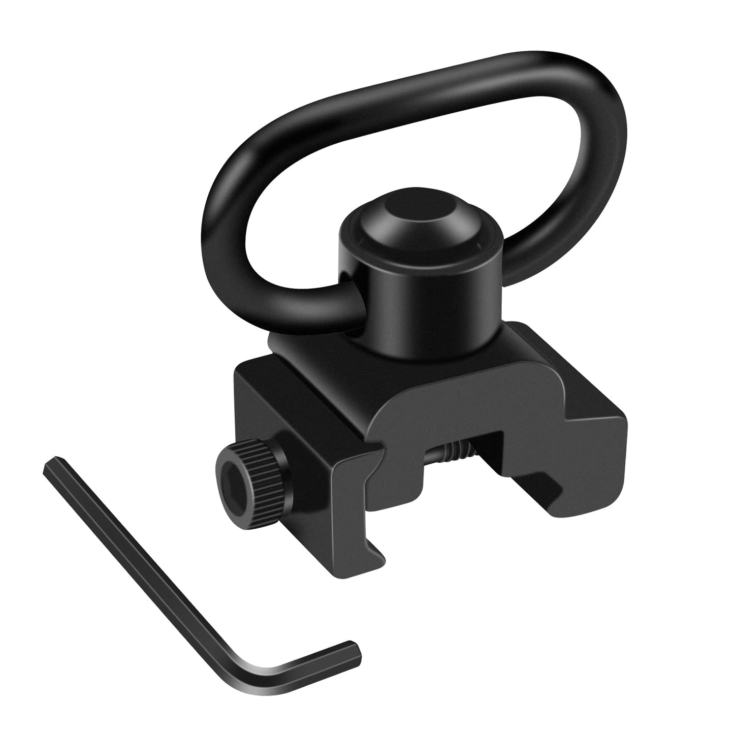 LONSEL 360° Rotation Picatinny 2 Point and Traditional Sling Swivel Mounts Picatinny Rail Mount with 1.25" Push Button QD Sling Swivels - Black (1 Pack)