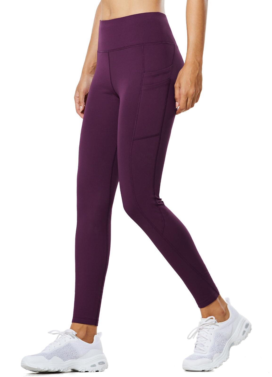 baleaf Women's Winter Leggings Fleece Lined Waterproof Thermal Hiking Pants Warm Tights Running Gear Cold Weather Paisley Purple L