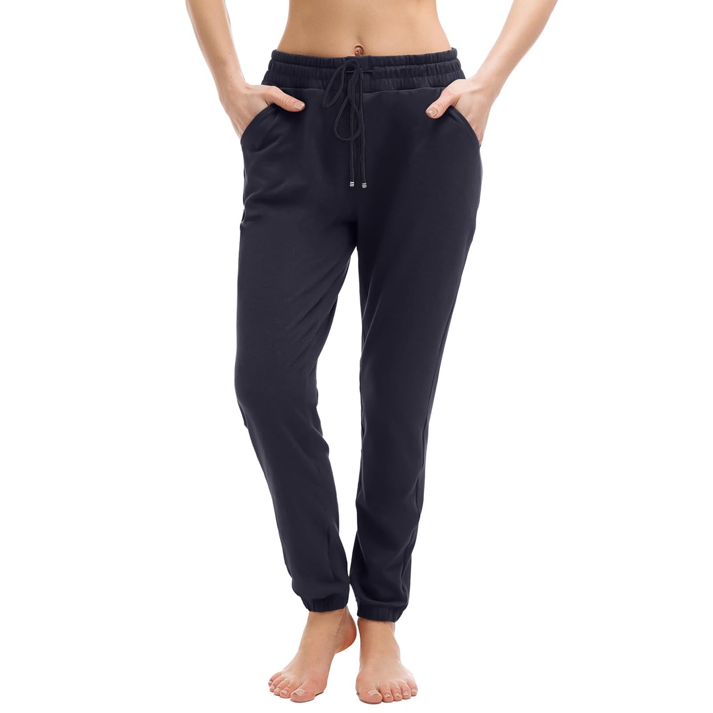 Walifrey Joggers with Pockets, Drawstring Sweatpants Women Navy L