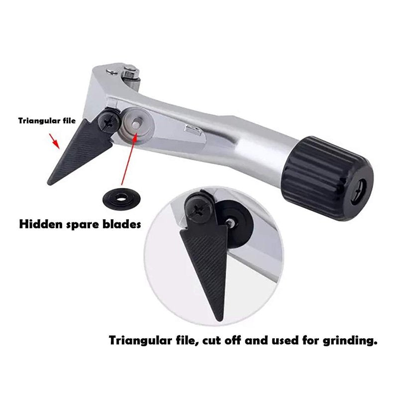 Farbetter Bicycle Tube Cutter, Mountain Bike Front Tube Cutting Tool, Bike Front Head Fork Handlebar Tube, Seat Post Cutter, 6-42mm/ 4-30mm Open Caliber with a Spare Blade (Silver)