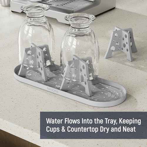 NiHome Silicone Water Bottle Drying Racks Set of 3 with Drip Tray,Cheese Style for Faster Drying,Bottle Dryer Racks Fit for Stanley YETI Cups Owala Sports Bottle Baby Bottle Thermoses Mugs