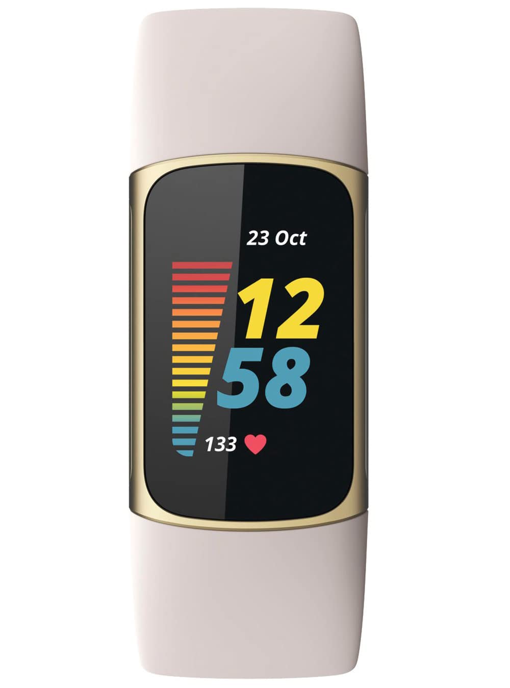 Fitbit Charge 5 Advanced Fitness & Health Tracker with Built-in GPS, Stress Management Tools, Sleep Tracking, 24/7 Heart Rate and More, One Size S & L Band, Lunar White/Soft Gold (Renewed)