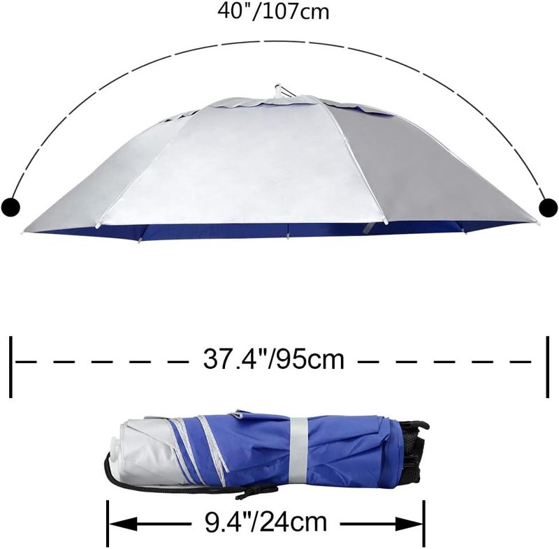 Fishing Umbrella Hat - Folding Adjustable Sun & Rain Cap | 37.4” Oversized UV Protection for Outdoor Activities