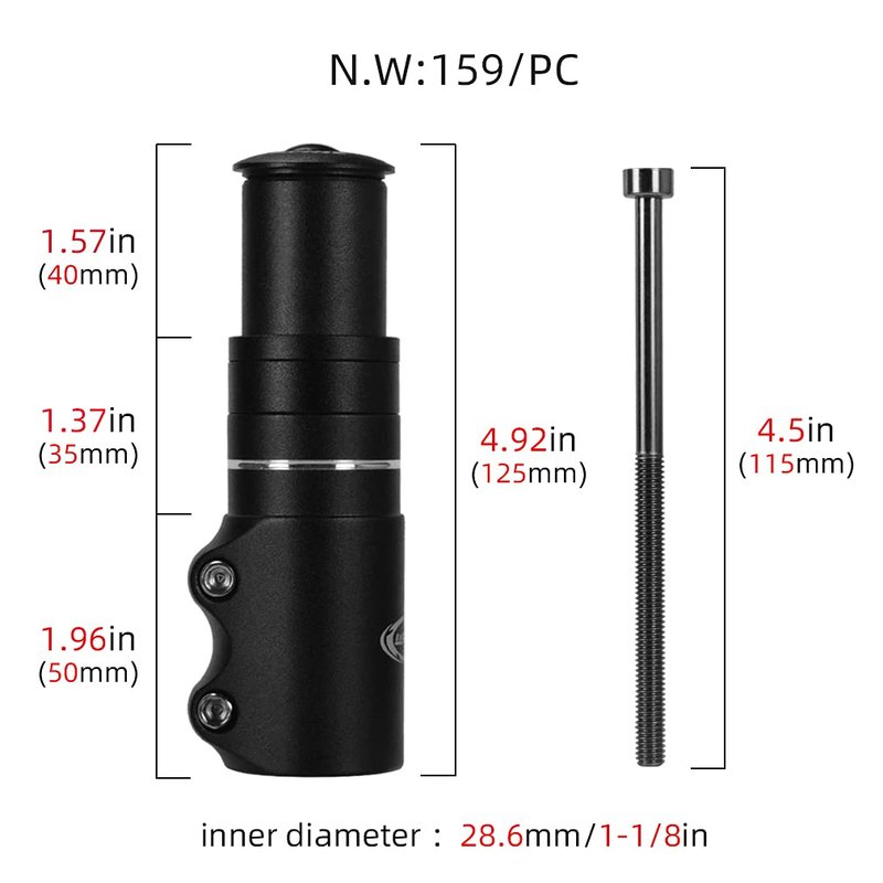 CYSKY Bike Stem Riser Bicycle Handlebar Extender 1 1/8 inch Aluminium Alloy Adjustable Handlebar Riser Adapter for Mountain Bike, Road Bike, MTB, BMX, Fixie