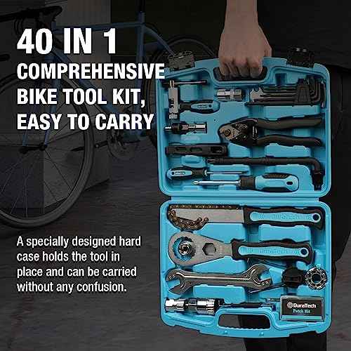 DURATECH 40 Pieces Bike Repair Kit, Complete Bicycle Tool Kit with Storage Case, Bike Tools for Mountain & Road Bikes ? Chain, Tire, Brake, and Pedal Maintenance Set, Great Gift for Men, Women
