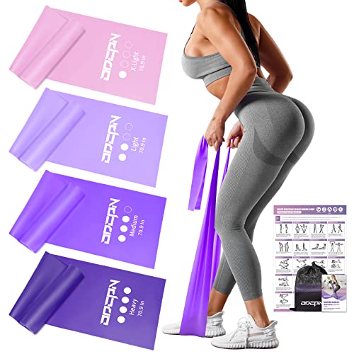 Resistance Bands for Physical Therapy Women, Extended 5.9FT Exercise Stretch Bands for Yoga, Pilates, Rehab, Fitness and Strength Training, Elastic Workout Bands with Training Poster(Purple)