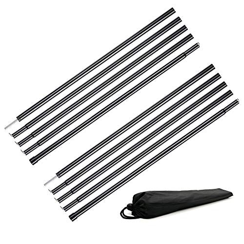 Long Leaf Tent Poles,Adjustable Steel Rods for Camping Tarps,Backpacking,Shelters,Portable Tarp Poles Rods-2 Pack (Black)