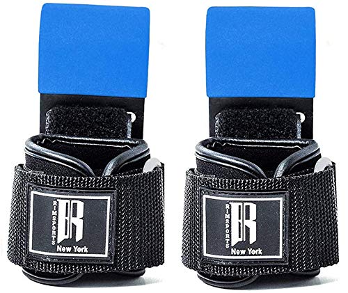 Weight Lifting Hooks Heavy Duty -Lifting Wrist Straps for Pull-ups - Deadlift Straps for Power Lifting - Weight Training Grips & Workout Straps for Weightlifting -Gym Gloves for Men & Women (Blue)