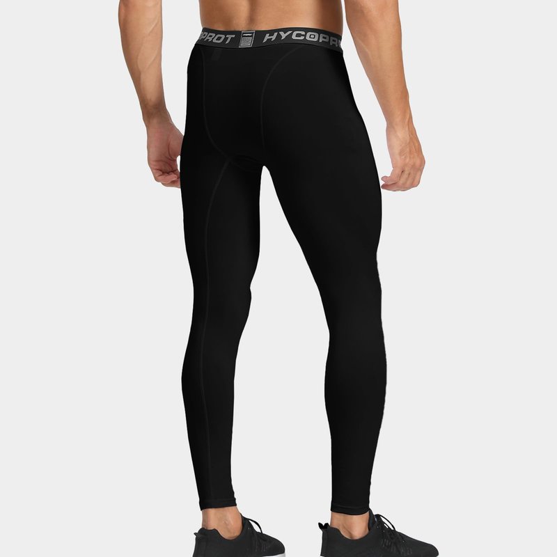 HYCOPROT Men's Thermal Compression Pants, Fleece Lined Athletic Tight Cold Weather Sports Leggings Winter Base Layer Bottoms Black