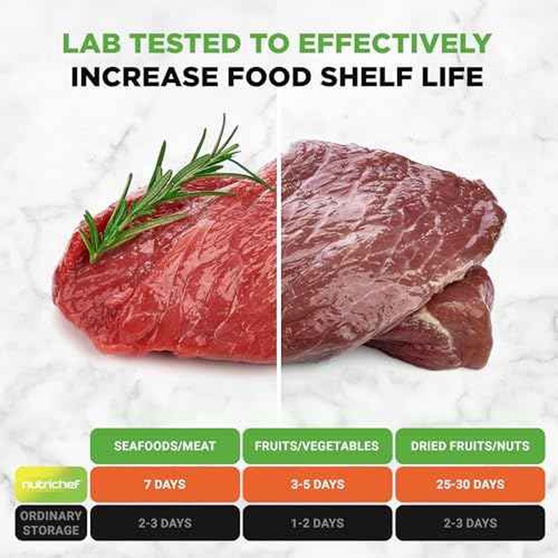 NutriChef Vacuum Sealer Machine ? Compact Silver Vacuum Sealing System with Dry & Moist Modes, LED Indicators, Starter Kit & Extra Bags ? Ideal for Food Preservation, Meal Prep & Sous Vide Cooking
