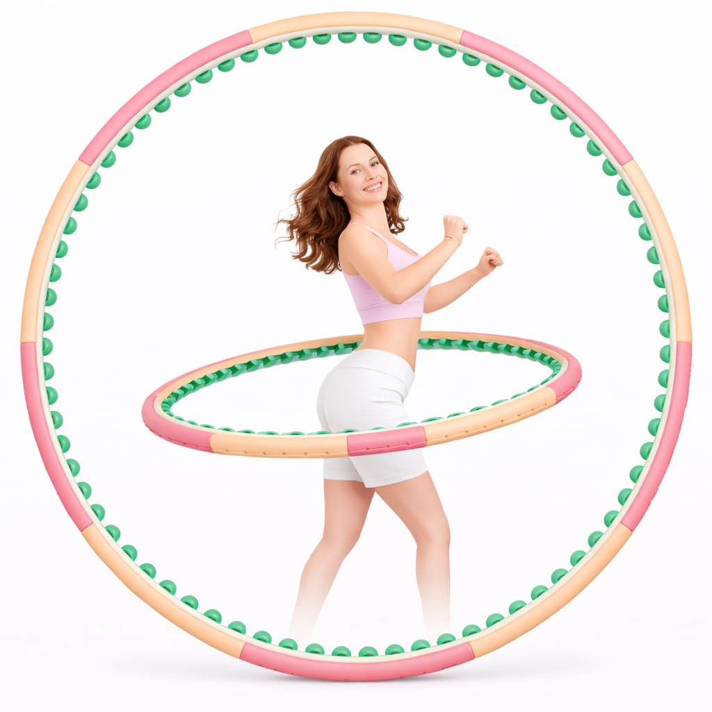 Health Hoop Weighted Fitness Hoop for Adults, Full Size 42.5" Large Diameter - Deep Massage Cushion Balls, Core Workout, Waist Training, Fat Burning Made in Korea (Advanced-2.5kg(5.5lb))