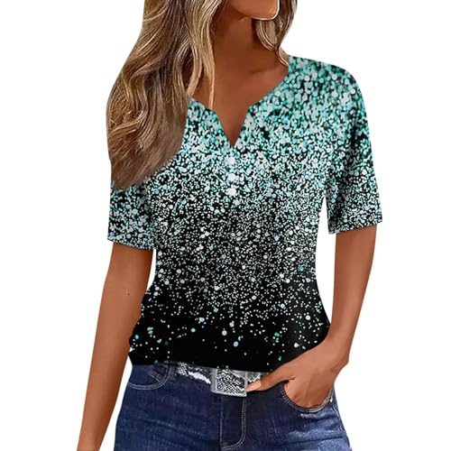 Fashion Tops for Women Trendy Womens Shirts Dressy Casual Trendy Summer Top Women'S Summer Short Sleeve Tunic Tops Womens Graphic Tees Vintage Trendy Womens Summer Shirts Green XL