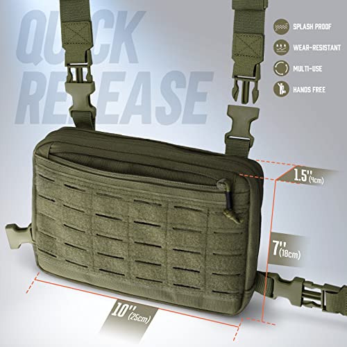 WYNEX Tactical Chest Rig Bag of Laser Cut Design, Molle Chest Pouch Utility Recon Kit Bag Tactical Chest Pack Bag