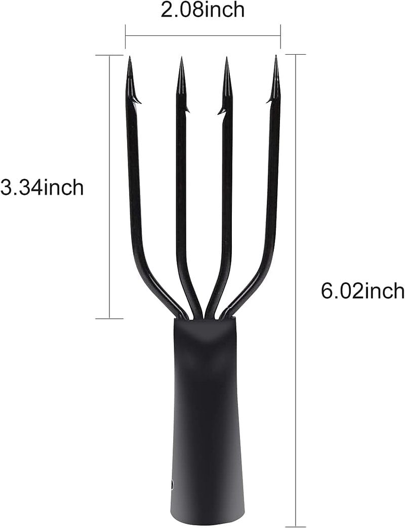 Stainless Steel Fishing Spear Gig - 4 Prong Barbed Spearhead for Pond, River & Lake Use