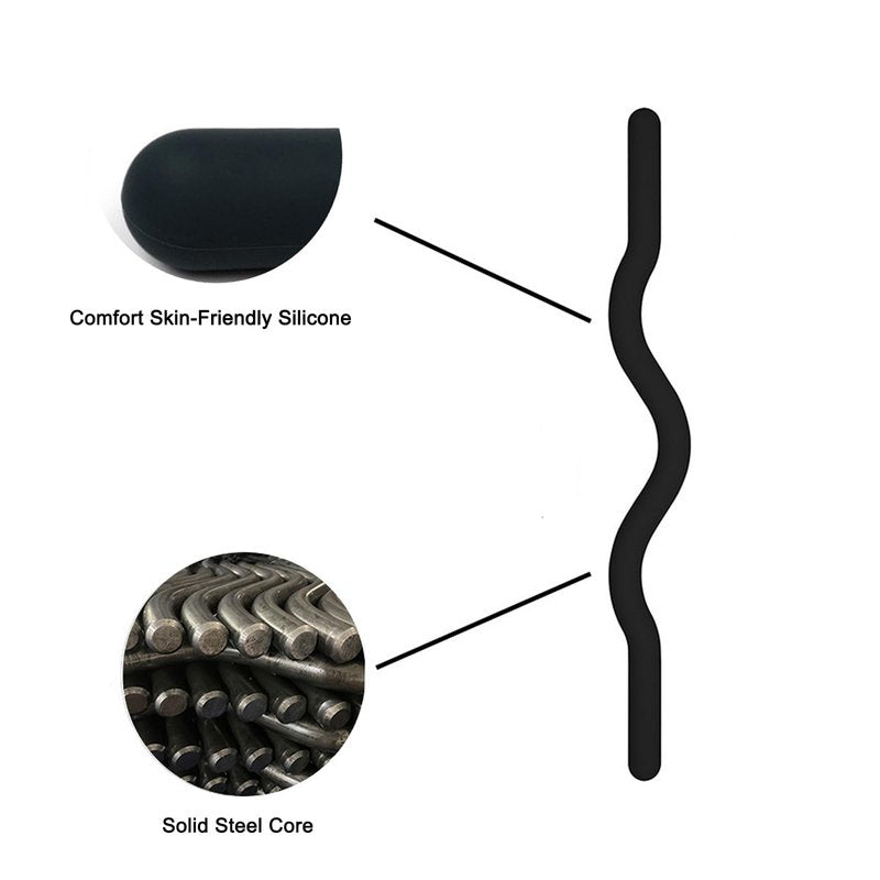 Weighted Workout Bar, 15LB Strength Training Bars,Soft Silicone Surface with Solid Steel Exercise Bar Barbell for Yoga,Pilates,Body Toning,and Strength Training (Black, small)