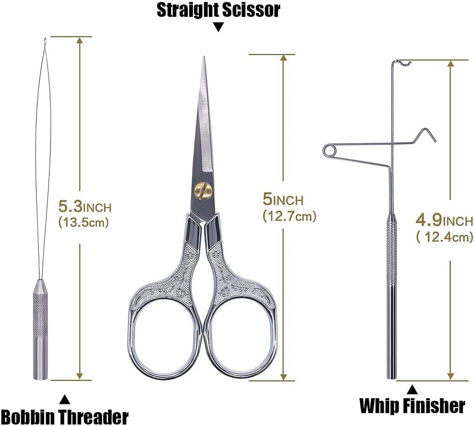 XFISHMAN Fly Tying Kit for Beginners - 5-in-1 Starter Set with Bobbin, Threader, Scissors & Whip Finisher
