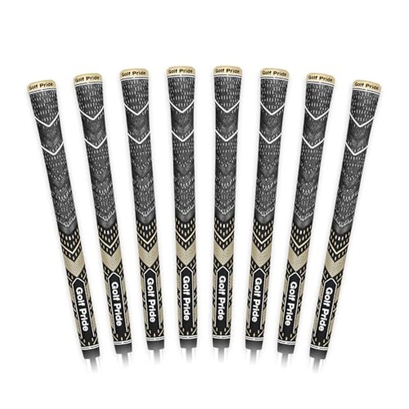 Golf Pride MCC Plus4 Golf Club Grip - All-Weather Hybrid Grip with Larger Lower Hand - Brushed Cotton Cord & Pebbled Texture - Black/Gold