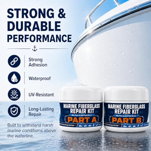 Marine Fiberglass Repair Kit with Waterproof Epoxy & Gelcoat for Boats