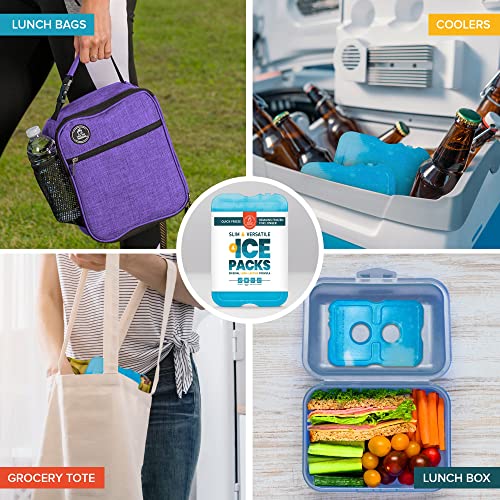 Healthy Packers Ice Packs for Lunch Boxes - Freezer Packs - Original Cool Pack | Cooler Accessories for The Beach, Camping, and Fishing | Slim & Long-Lasting Reusable Ice Pack for Coolers (Set of 4)