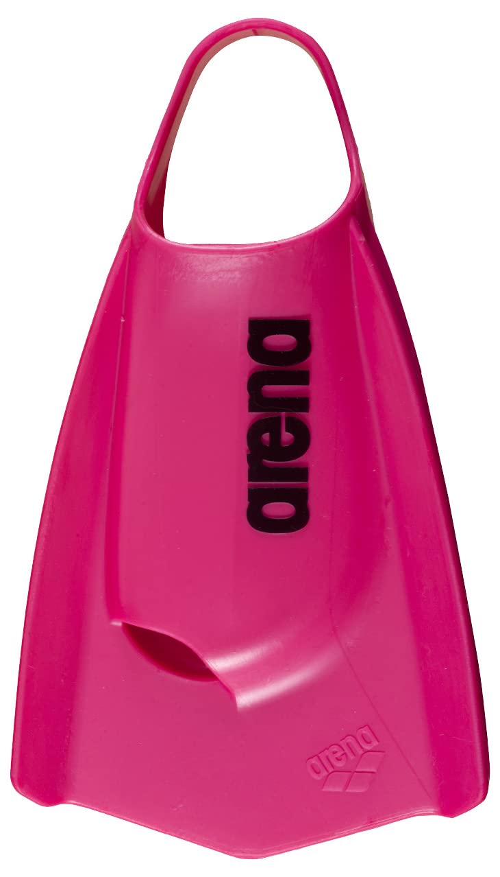 Arena Unisex Adult Powerfin Pro Swim Training Fins for Men and Women Silicone Short Blade Flippers Left/Right Custom Design, Pink, 11-12