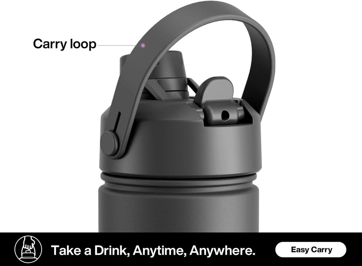 Insulated Water Bottle - 26 oz Stainless Steel with 2-in-1 Straw & Spout Lid | Leak-Proof, Fits Car Cup Holder, Dark Knight