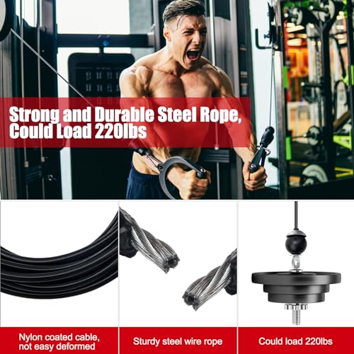 Anglekai Fitness Pulley Cable 196 Inch, Adjustable Home Gym Cable Pulley System Replacement Fitness Cable for Pulley Machine Accessories, Thick 5mm Heavy Duty Pulley Cable for Home Gym