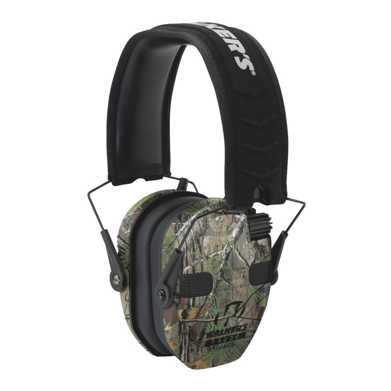 Walker's Razor Slim Electronic Quad Earmuff 23Db/Realtree Xtra Camo, Black, One Size Bundle Game Ear Belt Clip Holder, Black, One Size