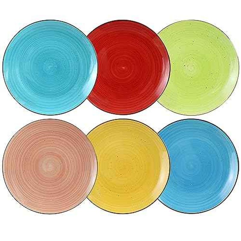 Elama Sebastian 6 Piece Stoneware Dinner Plate Set in Assorted Colors