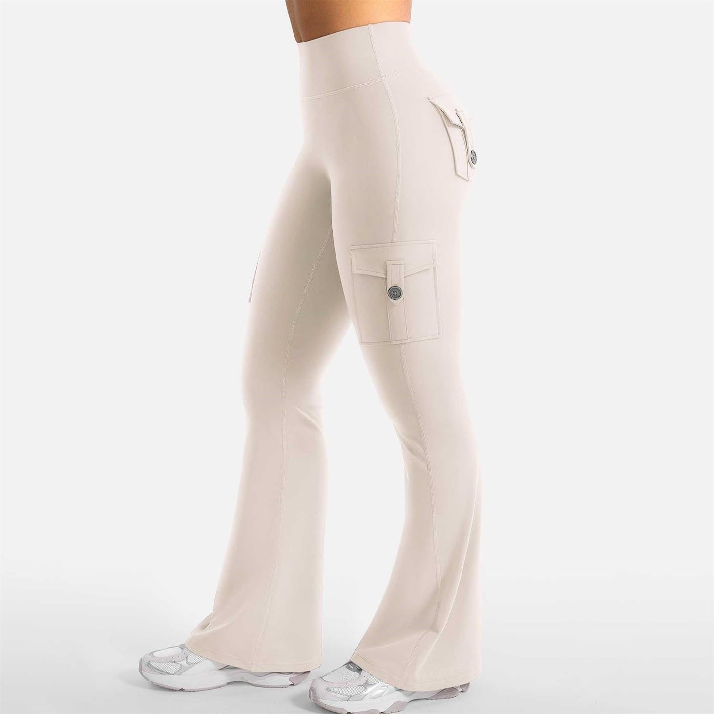 Flare Leggings for Women with Pockets High Waist No Front Seam Yoga Workout Stretchy Gym Casual Booty Lifting