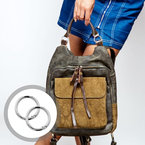 40 Pack 0.5 Inch Round Buckle Clips, Metal Spring O Rings Silver Carabiner Clips Keychain Snap Hook Zinc Alloy Keyring Buckle for Bag Purse Craft DIY