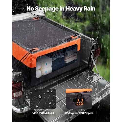 VEVOR Truck Bed Cargo Bag, Waterproof 840D PVC, 51.18 x 40.16 x 21.85 in (26 Cu. ft), Heavy Duty Cargo Bag for Truck Bed with Bungee Cords, Net and Carabiners, Fits a Variety of SUV & Pickup Trucks