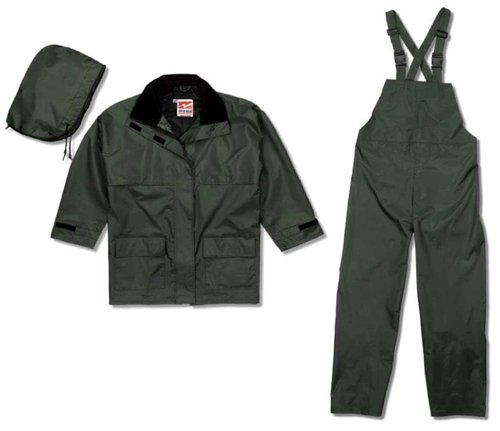 Viking Men's Open Road 150D Suit - Waterproof Rain Jacket with Hood and Bib Pants, Durable Ripstop Fabric, Forest Green - M