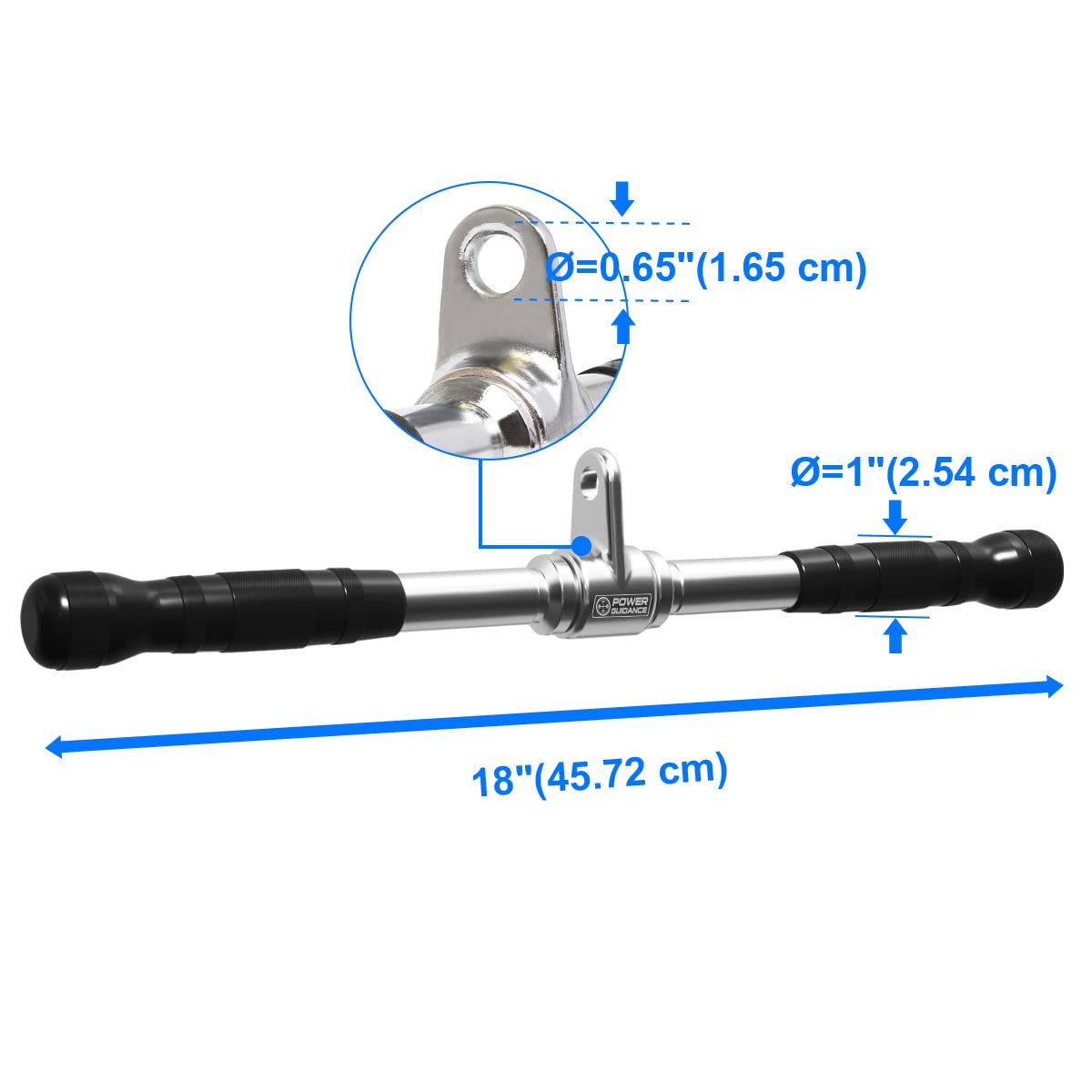 POWER GUIDANCE Tricep Rotating Straight Bar Press Down Bar for Cable Machine, Heavy Duty Bar with Non-Slip Handle, LAT Pull Down Attachment Weight Fitness