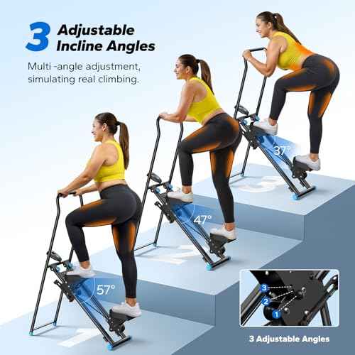 MERACH Stair Stepper for Home Gym Exercise, New Version Stairmaster for Full-Body Workout, Compact Folding Stair Climber with Extended Step Range, Adjustable Handlebar/Pedal