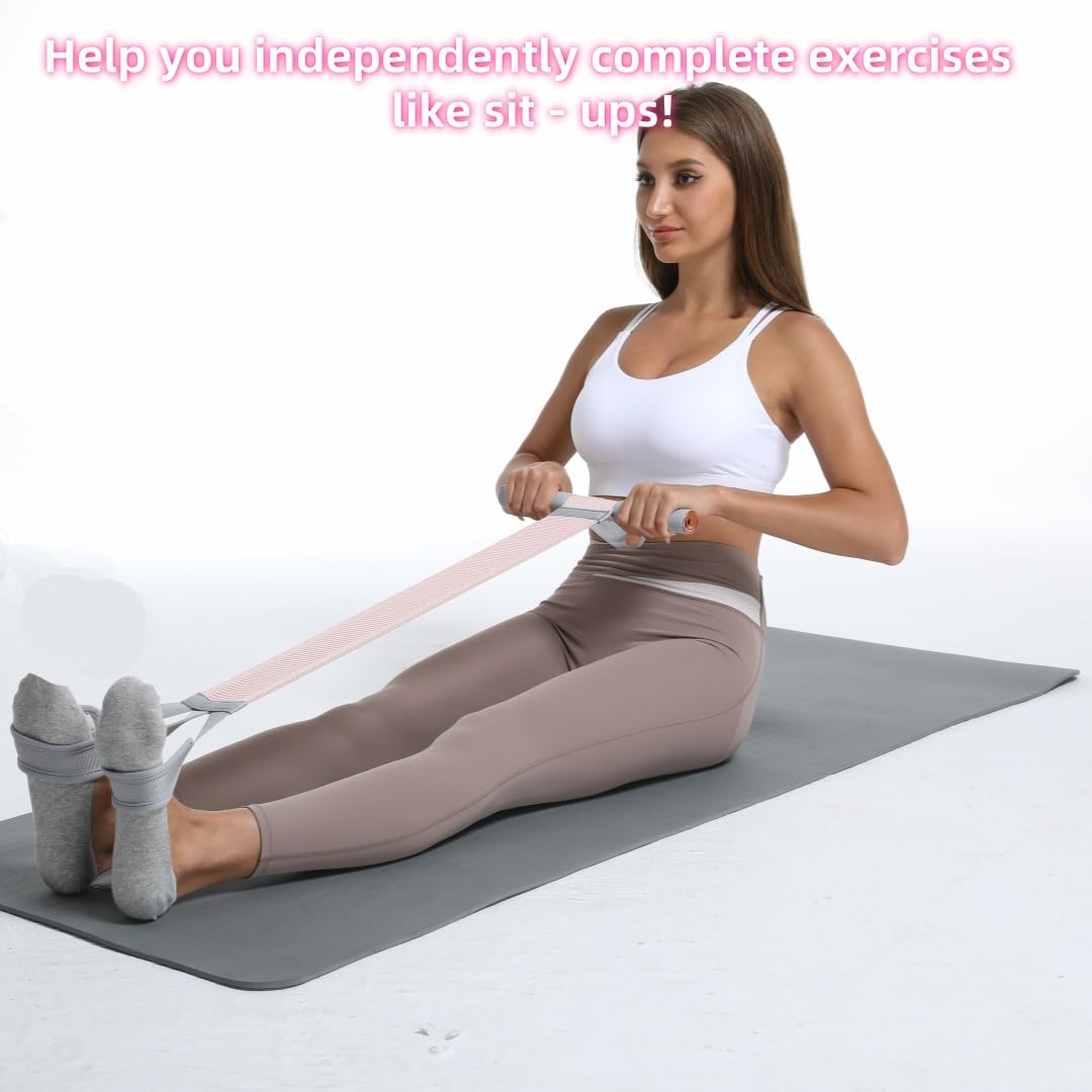 Multifunctional Tension Rope Set – Sit-Up Assistance, Knitted Fitness Equipment for Abdominal/Waist/Arm/Leg Stretching & Weight Loss Training (Baby Pink)