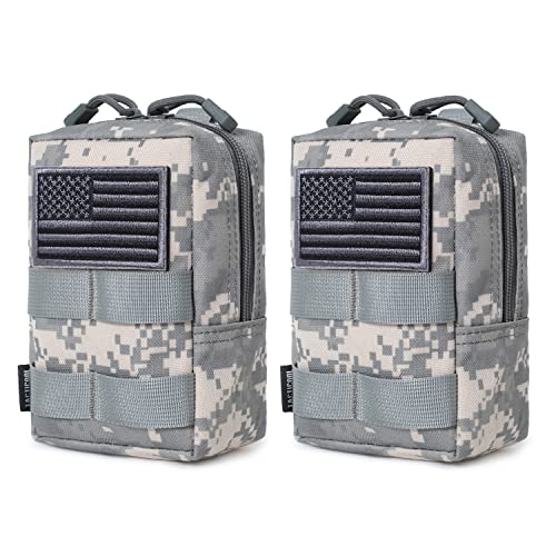 2 Pack Molle Pouches - Tactical Compact Water-Resistant EDC Pouch (ACU)