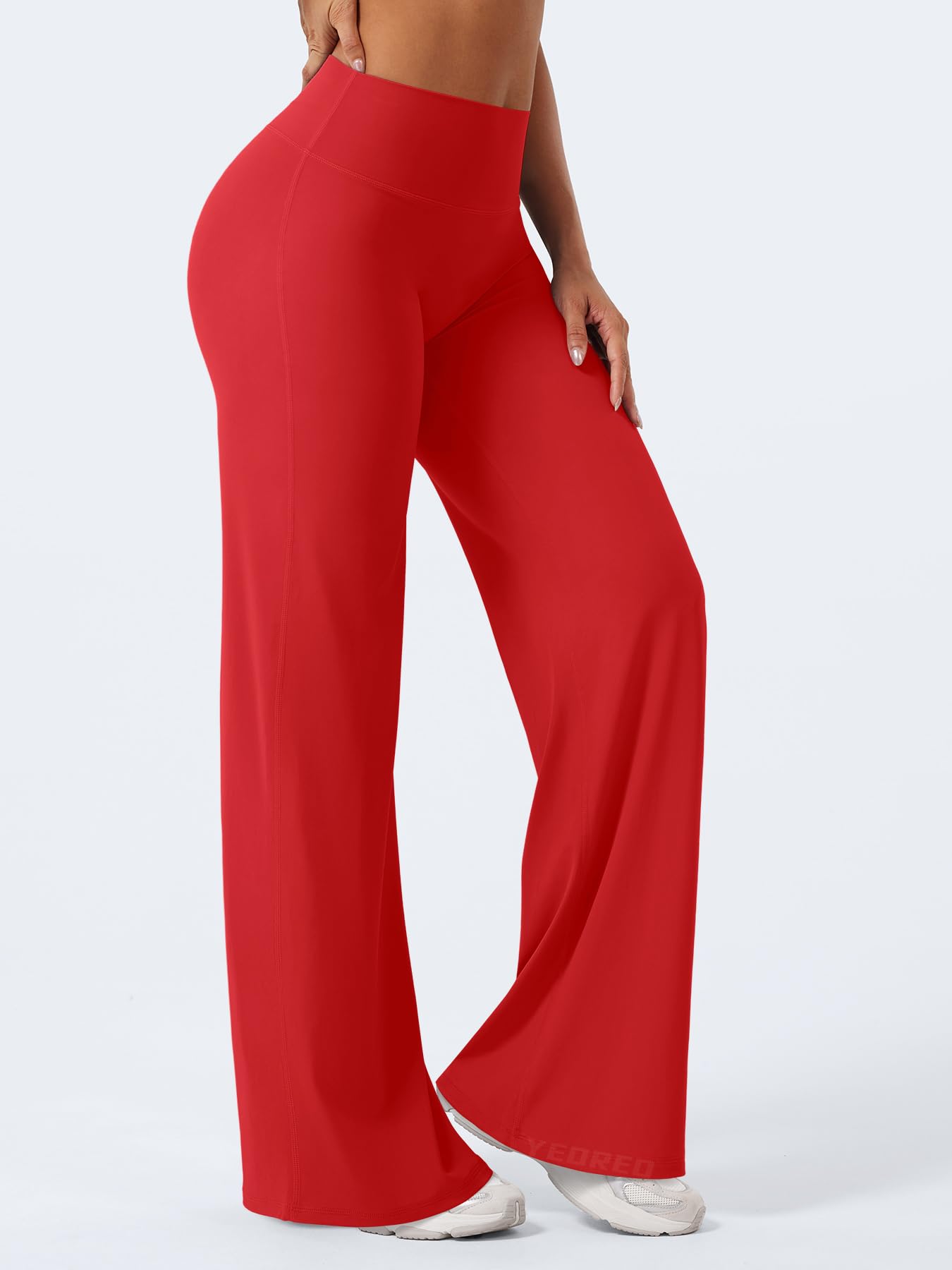 YEOREO Workout Ease Womens Straight Leggings 33" Eddiy Gym Yoga Pants Red M