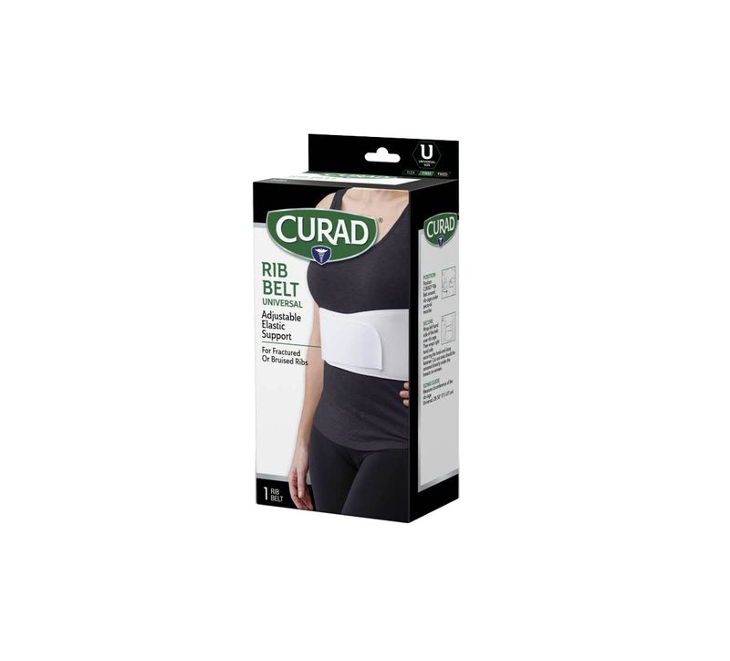 CURAD 6 in Universal Elastic Rib Belt, Adjustable Compression Wrap for Men and Women, Breathable Support for Broken, Bruised or Injured Ribs, Comfortable Fit for Everyday Wear, Fits 28" - 50" Around Ribs, Unisex, 1 Count
