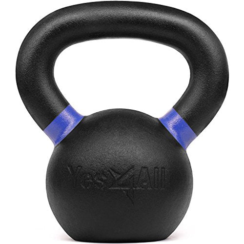 Yes4All Powder Coated Cast Iron Competition Kettlebell with Wide Handles & Flat Bottoms – 8 KG / 18 LB