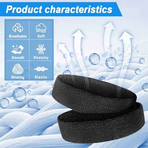 Sweatbands Sport Headbands for Men & Women, 12 Pcs Sweat Head Bands Moisture Wicking Sport Headband Cotton Sweatbands for Basketball, Athletic Exercise, Running